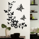 Removable Flowers and Vine butterfly Vinyl Decal